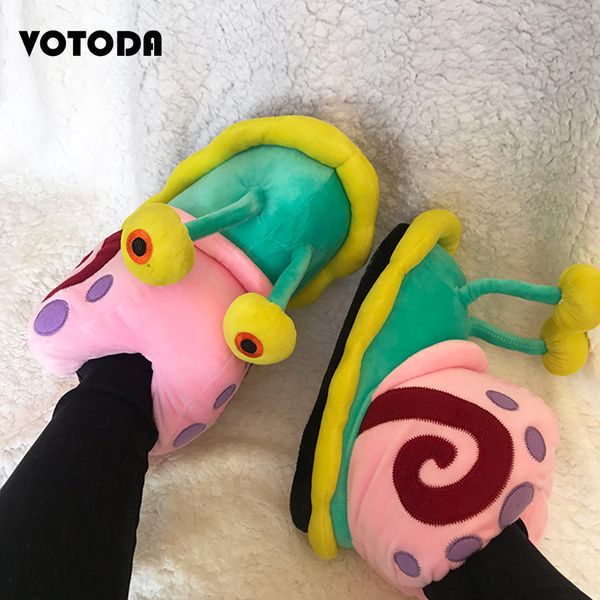 

winter woman cartoon cotton slippers home warm little snail shoes cute funny snail wrap cotton shoe plush soft bottom bread shoe x1020, Black