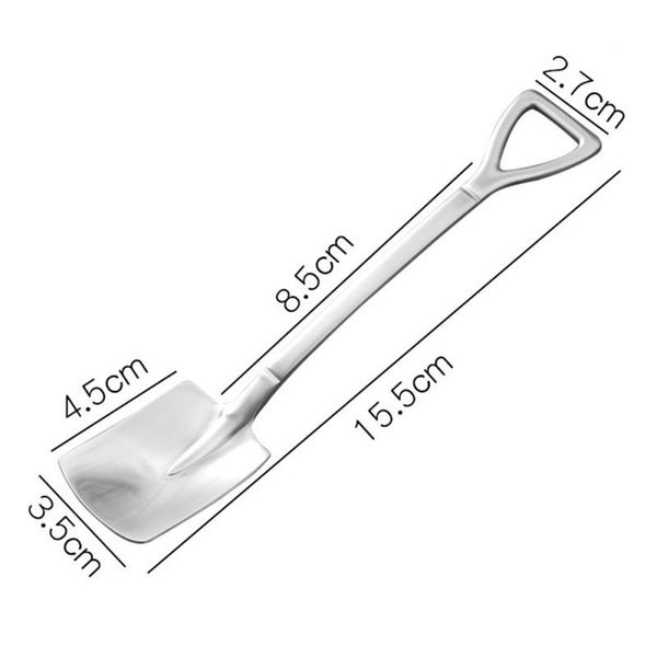 

1pc shovel spoon creative stainless steel coffee spoon retro cute square head spoon dessert ice watermelon h bbywaa