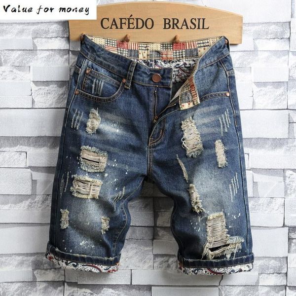 

джинсы hole в мужские шорты, Blue