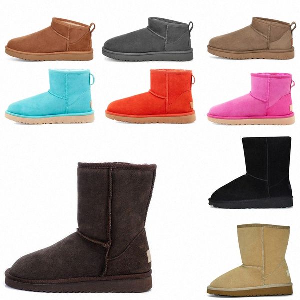 

2021 women australian classic snow australia boots ankle short bow fur boot for long winter chestnut booties size 36-41 k4kc#, Black