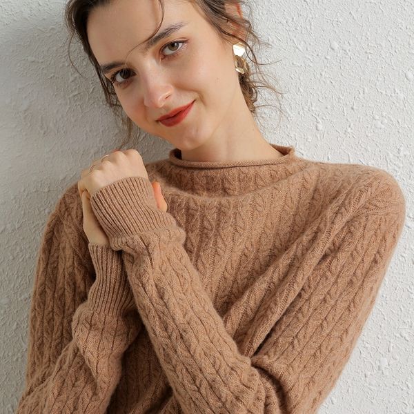 

100% merino wool cashmere sweater women winter warm o-neck long sleeve ladies pullover knitted autumn jumper vintage sweater 201130, White;black