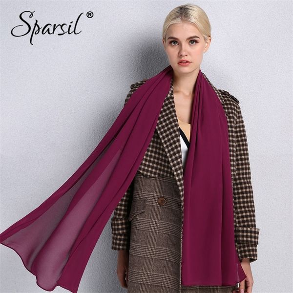 

sparsil quality chiffon scarves solid color headband spring summer thin breathable beach shawls muslim female hijabs scarf y201007, Blue;gray