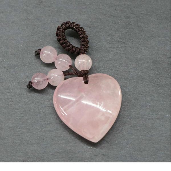 

handmade natural stone keychains reiki healing heart agates pink quartz keychains key ring for women men car bags acc qylhzv, Black