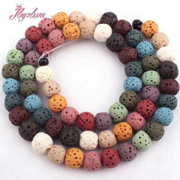 

multicolor lava rock bead natural stone beads for diy necklace bracelats earring fashion jewelry making loose 15" bbycyx