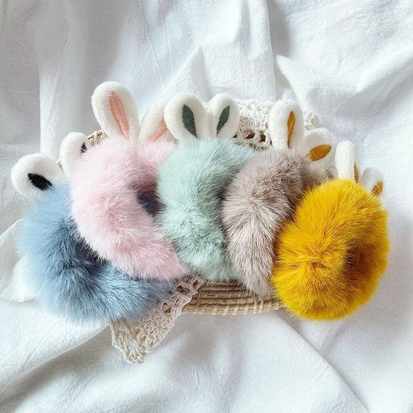 

cute faux fur rabbit ears hair rope ties hair scrunchies women hairband ponytail holder headband ornament girls hair accessories q bbyvzz
