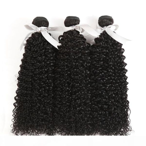 

curly brazilian virgin hair bundles natural color indian malaysian human hair extensions remy wefts 10-28 inch, Black