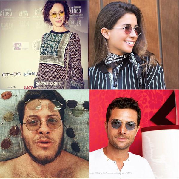 

woman sun glasses 2020 charm fashion women polygon clear lens sunglasses men vintage hexagon metal frame