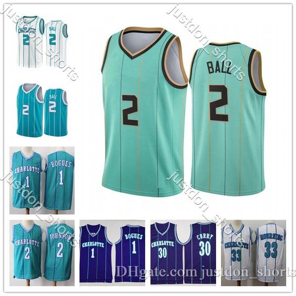 

2 lamelo ball jersey men's vintage muggsy 1 bogues larry 2 johnson 30 curry alonzo 33 mourning 2021 city new edition basketball jerseys, Black;red