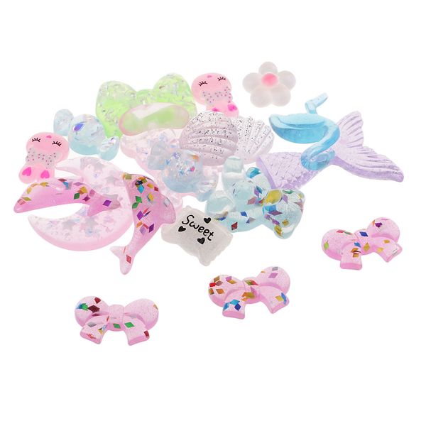 

20 pieces assorted bow dolphin resin flatback embellishment cabochon craft