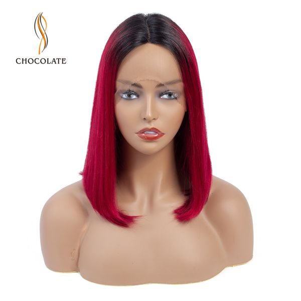 

short bob wigs with lace hairline remy brazilian hair wigs straight lace women human hair wigs 4 colors black ombre red/green, Black;brown