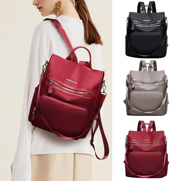 

women multifunction oxford backpack anti theft travel large shoulder bag -opk