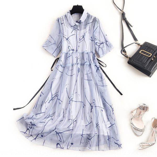 

european fashion tencel brocade dresssling dress 2020 summer lapel single-breasted aline dress with suspenders 82782 qtn0f, Black;gray