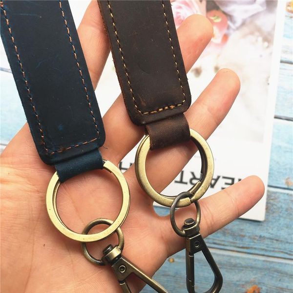 

genuine leather women small gift retro handmade keychain straps rope mobile phone neck strap lanyard for id card k qylmuk