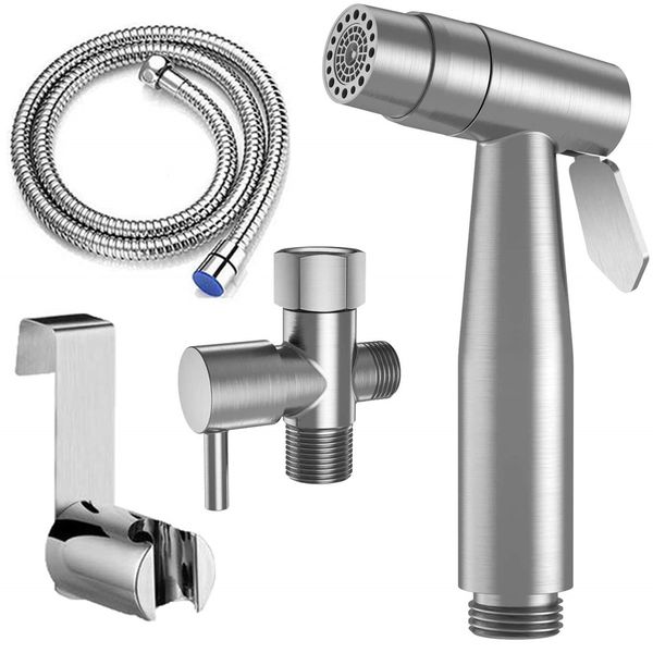 Spruzzatore per pannolini per bambini in acciaio inossidabile, spray per bidet a mano per WC con finitura in nichel spazzolato, spruzzatore per WC per bidet facile da installare