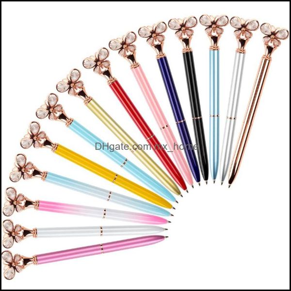 Ballpoint canetas escrevendo material de escritório negócios industrial diamante borboleta caneta moda papelaria publicidade criativa 14 cores