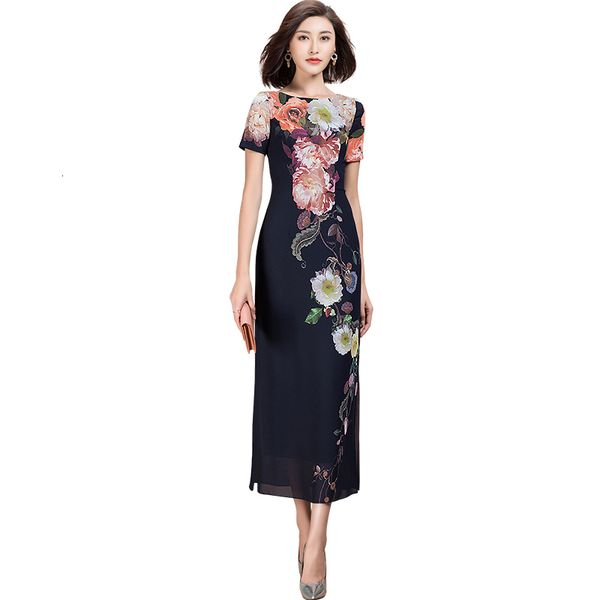 

womens short sleev dress in floral printing v3kc, Black;gray