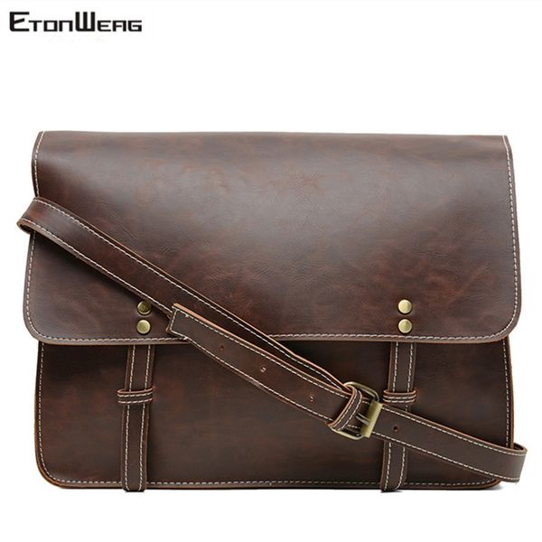 

men's vintage designer briefcase brand pu leather shoulder business office man messenger bag casual lapcrossbody bags