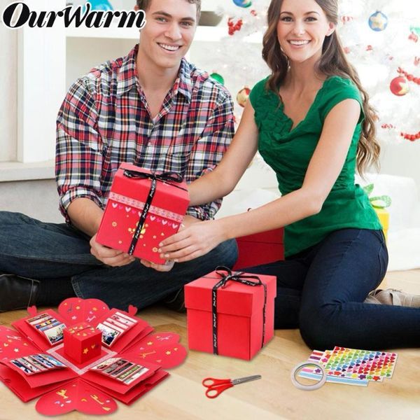 

gift wrap ourwarm diy surprise love explosion box po for valentine's day red wedding kraft paper surprise1
