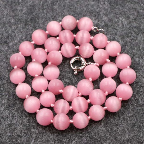 

new european and american strand necklace female jewelry pink crystal choker necklaces cat eye stone short chain collar 18" b179, Golden;silver