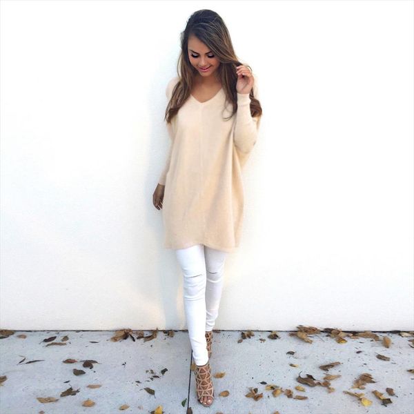 

womens fashion beautiful casual long sleeve jumper sweaters coat blouse beautiful attractive fancinating keep warm sweaters, White;black