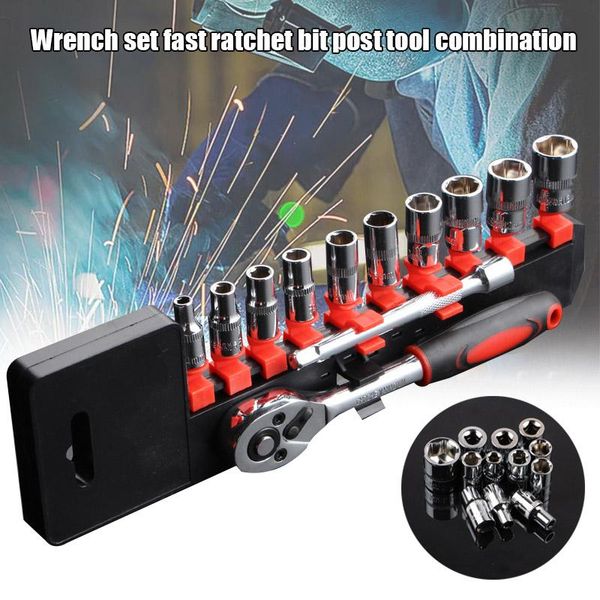 

high 12pcs 1/4-inch car repair socket set wrench kit tool ratchet set torque wrench combination bit lg66
