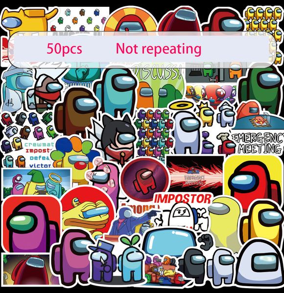 

50pcs/set cartoons among us stickers game anime stikers skateboard guitar lapbicycle car kawaii kids waterproof stikers toys