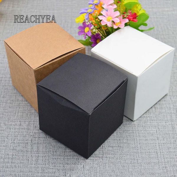 

50pcs kraft paper packaging box black/white/kraft paper square candy box wedding party favor gift black paeprcardboard1