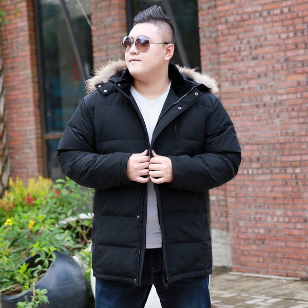 

male 2020 winter size 9xl 10xl big hood with cotton fur collar can remove the tampon thicken warm coat duog, Black