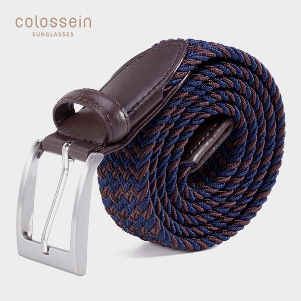 

colossein casual knitted pin buckle belt men women fashion belts canvas webbing waistband outdoor pasek damski, Black;brown