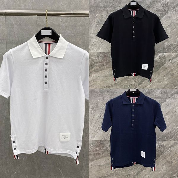 

tb20 summer new lapel loose casual t-shirt with t-shirt ribb vertical ribbon on the back for couples 3glx7, White