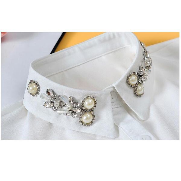 

beaded fake collar shirt white chiffon fake collar for women detachable fake shirt collar women clothes accessories qylboz, Blue;red
