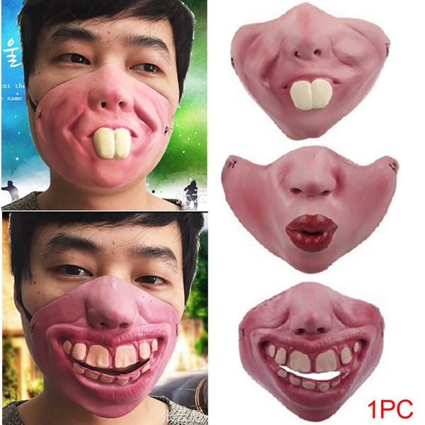 

latex real funny mask face fool's day scary pet cosplay clown half party