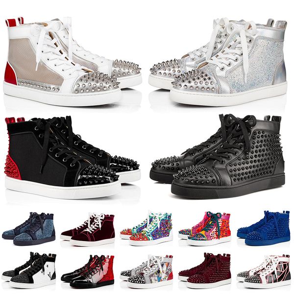 

new red bottoms big size us 13 luxurys designer mens womens casual shoes platform sneakers spikes black red bottom flat trainers eur 47