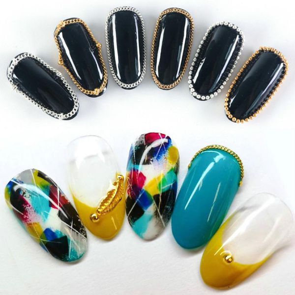 

3d metal chain nail art decoration alloy gold silver design nail charms diamond bead jewelry sliders accessories swy wmtean xhhair