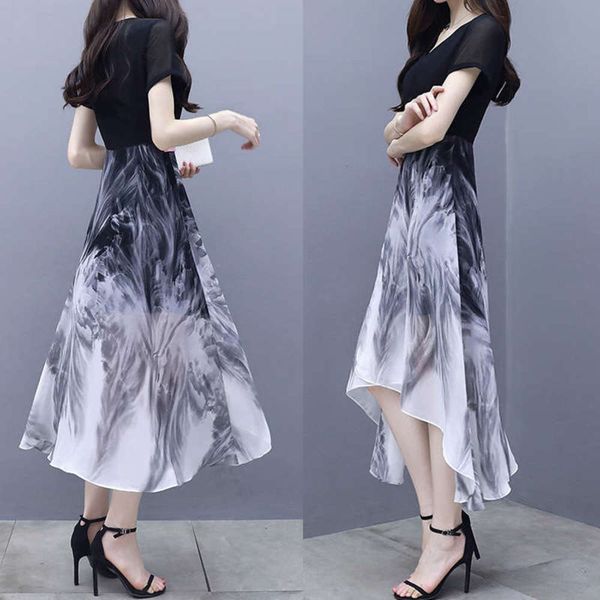 

chiffon dress 2020 new summer black french small platycodon skirt fairy super xiansen series sweet knee, Black;gray
