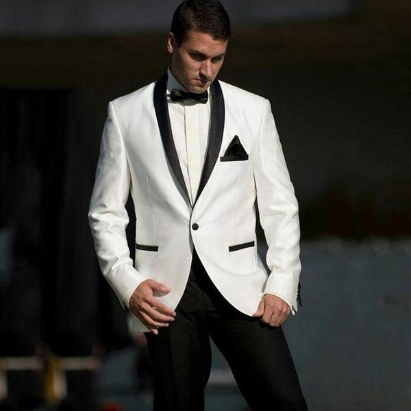 

white men suit single breasted jacket with black pants shawl lapel slim fit wedding guest wear prom party formal suit custom made, Black;gray
