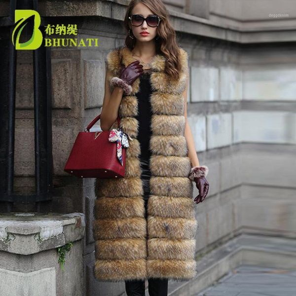 

women's fur & faux bhunati women winter warm coat female solid color sleeveless artificial vest fashion stripe vintage long jacket1, Black