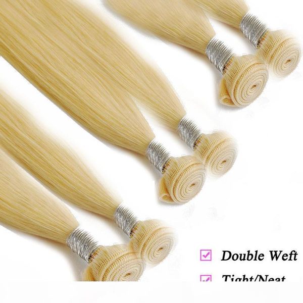 

brazilian human remy hair weaving 613# blonde 3bundles lot straight human hair extensions double wefts weaves10-30inch, Black
