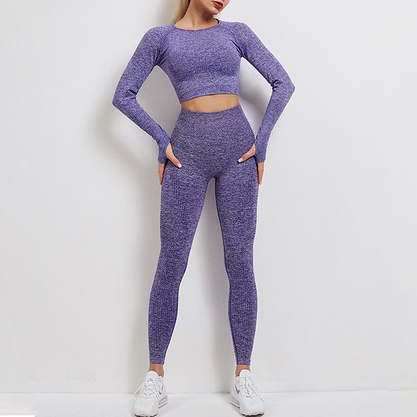 

normov seamless women sets casual o neck longsleeve with thumb push up leggings 2 piece of sets fitness sets female c0123, Gray