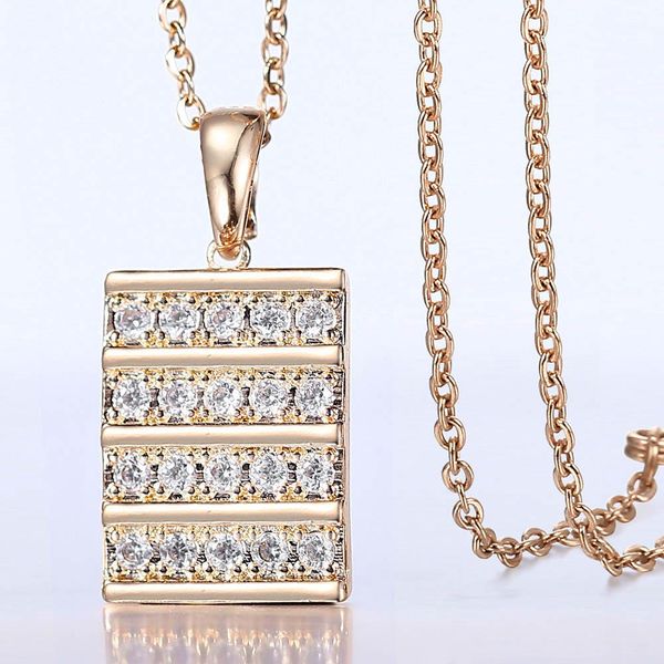 

pendant girls rose cable crystal for gold necklace cubic 585 carved women gp414 rectangle pendants chain zircon jewelry rolo bbycaf bdehome, Silver
