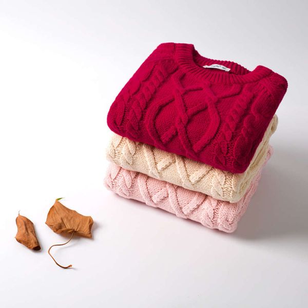 

coarse autumn twist winter 2020 boys' new and girls' knitted thickened wear pullover children's sweater, Blue