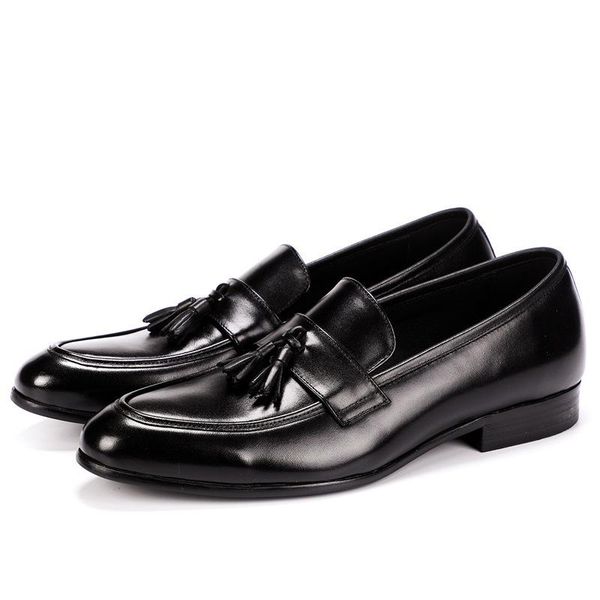 

men dress shoes man formal shoes genuine leather office business shoe brogue big size retro slip on black brown 2020 new fashion