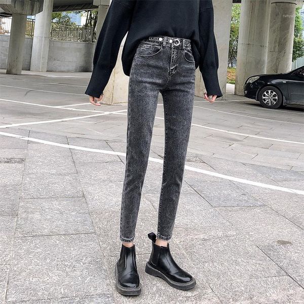 

soften jeans women's 2020 spring and autumn high-waisted slim fit slimming capri versatile tight thin skinny pencil pants fas1, Blue