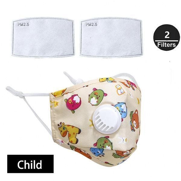 

face masks breath valve cotton fashion pm2.5 mouth anti-dust reusable kid mask with 2 filters inside bnew#