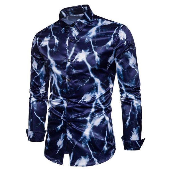 

men's casual shirts 2021 korean style spring long-sleeved personality slim shirt mercerized color ink, White;black