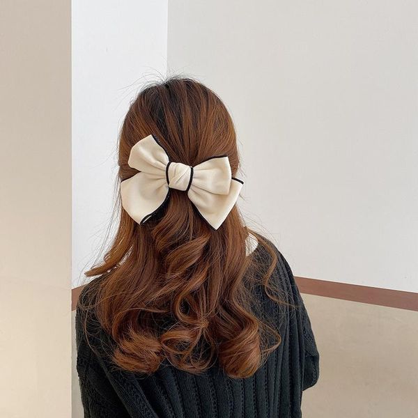 

aomu ins fashion 1pc black big black white bowknot hair clips for temperament women girls hair accessories jewelry sqcmdq new_dhbest, Golden;white