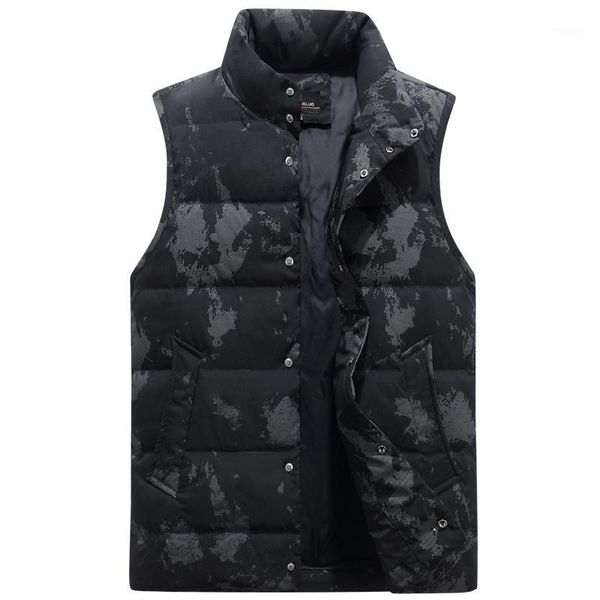 

7 color large size winter down vest men body warmer thickened autumn sleeveless jackets male casual work waistcoat plus size 4xl1, Black;white