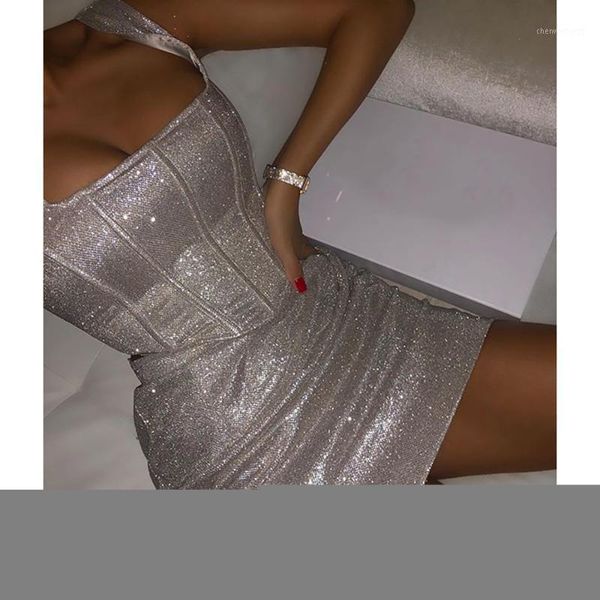 

silver glitter two piece set crop and skirt women club outfits birthday party matching sets 20201, White