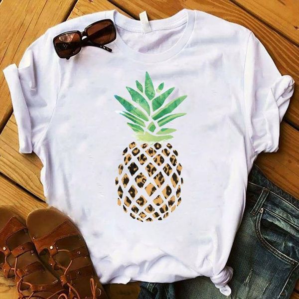 

women lady t shirt summer vibes fruit printed tshirt ladies short sleeve tee shirt women female clothes graphic t-shirt, White