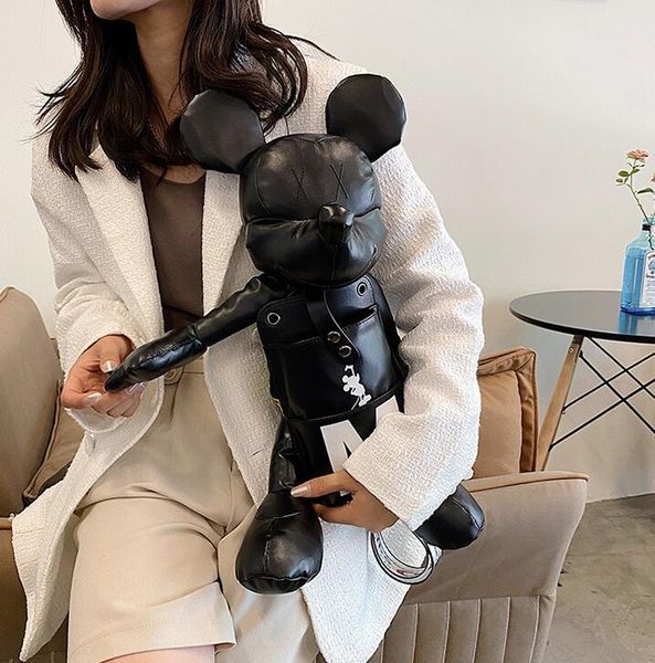 

wholesale factory ladies shoulder bags simple atmosphere black cartoon backpack sweet cute leather backpacks street trend leather messenger